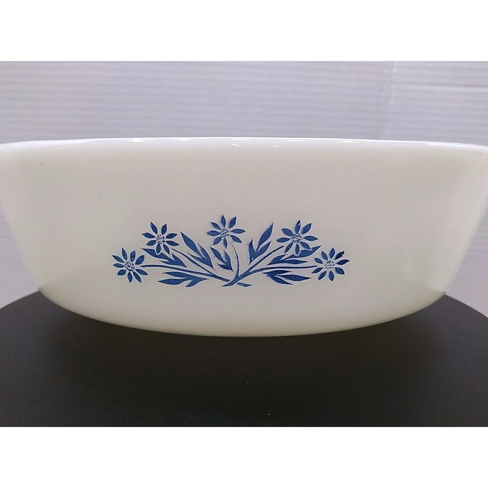 Vtg Anchor Hocking Blue Corn Flower Oblong Casserole Dish 1.5 QT #433